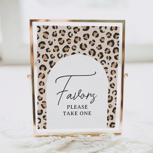 Leopard Print Birthday Party Favors Sign