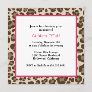leopard print birthday party invitation