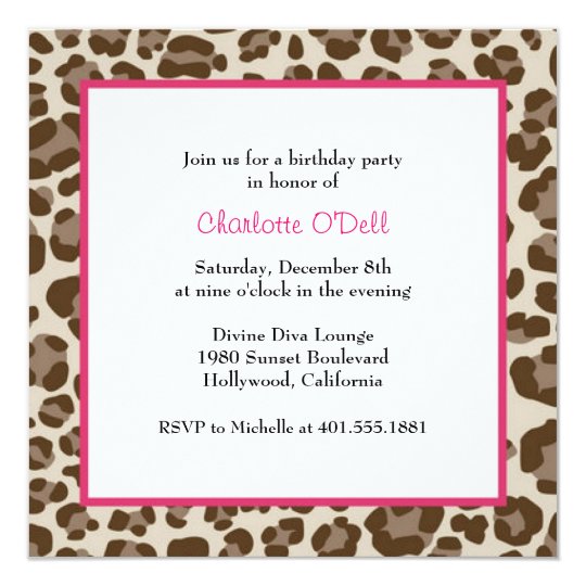 Leopard Print Birthday Invitations 8