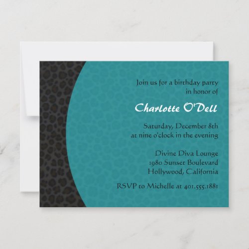leopard print birthday party personalized invitation