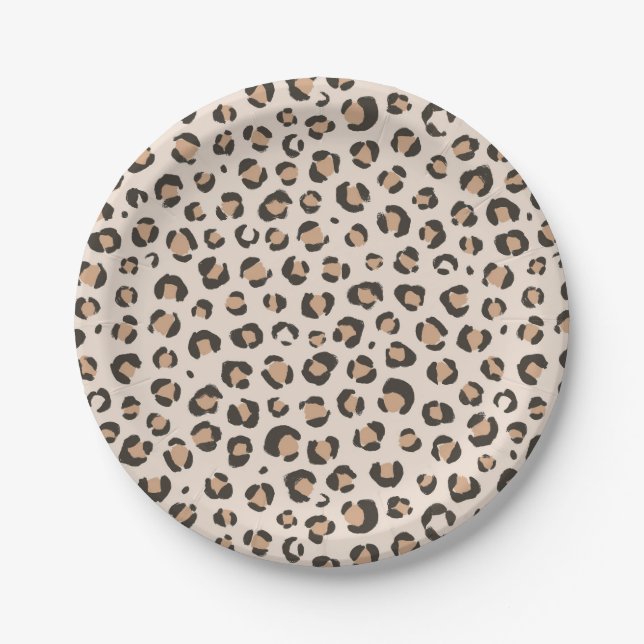 Leopard Print Birthday Party Paper Plates (Front)