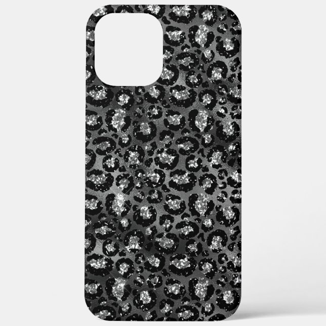 Leopard Print Black and Silver Gray Case-Mate iPhone Case (Back)