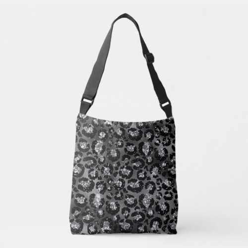 Leopard Print Black and Silver Gray Crossbody Bag