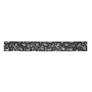 Leopard Print Black and Silver Gray Satin Ribbon