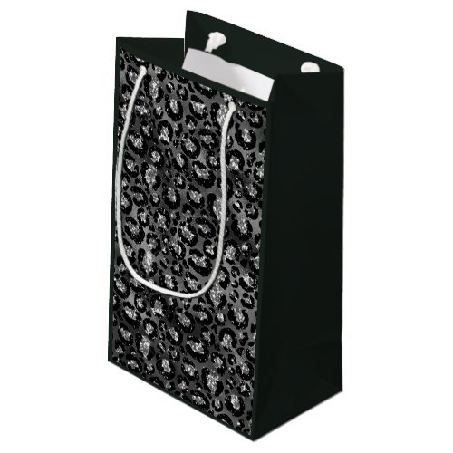 Leopard Print Black and Silver Gray Small Gift Bag