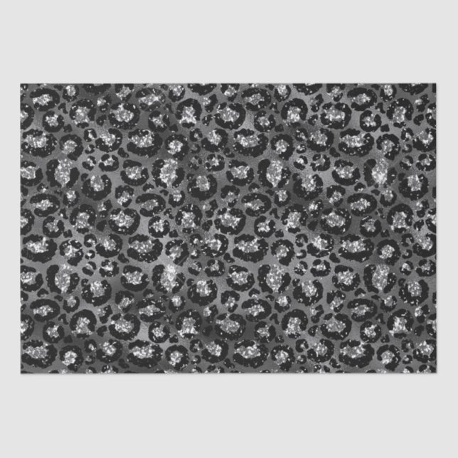 Leopard Print Black and Silver Gray Tissue Paper (Front)