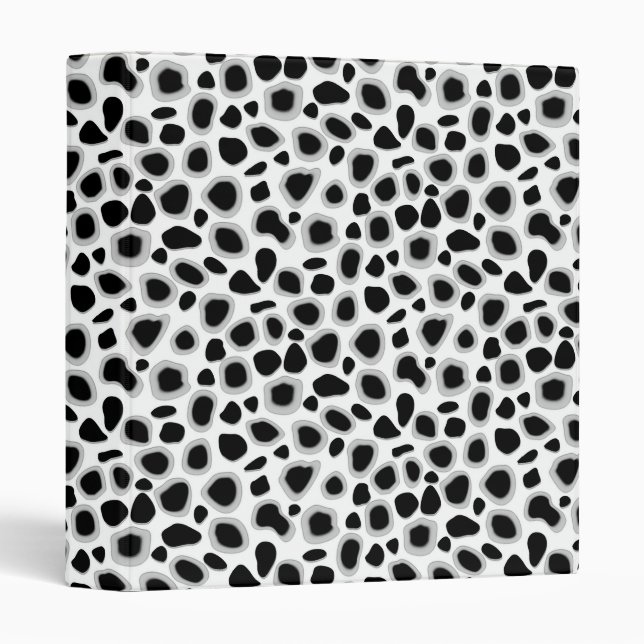 Leopard Print - Black and White 3 Ring Binder (Front/Spine)