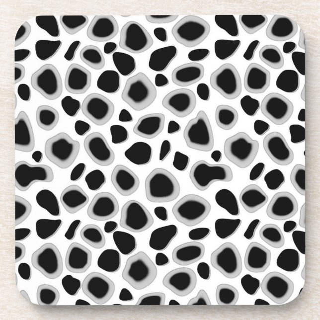 Leopard Print - Black and White Beverage Coaster (Front)