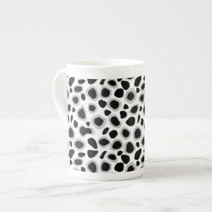 Leopard Print - Black and White Bone China Mug