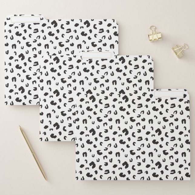 Leopard Print Black and White File Folder (Set)