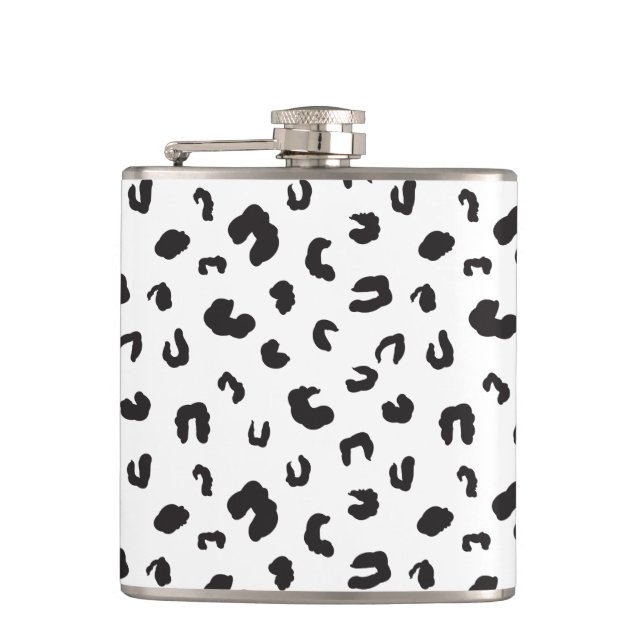 Leopard Print Black and White Flask (Front)