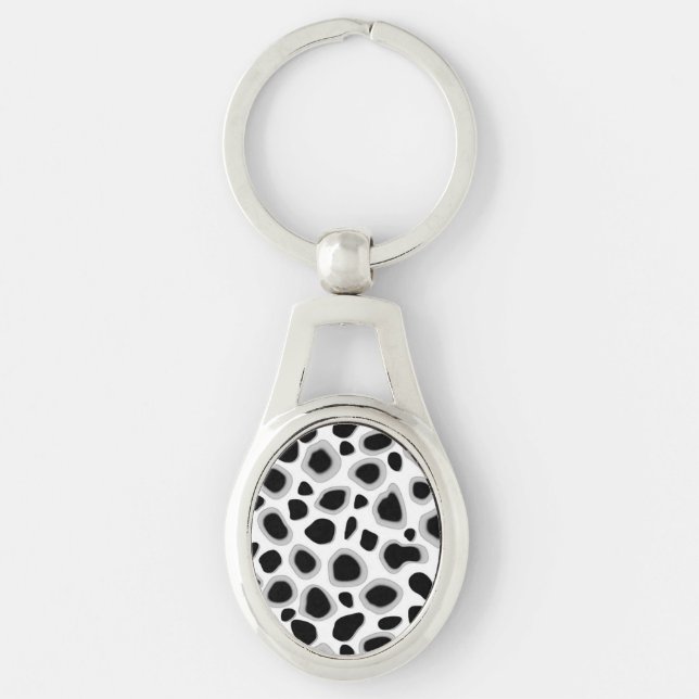 Leopard Print - Black and White Keychain (Front)