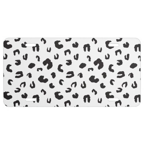 Leopard Print Black and White License Plate