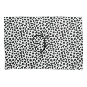 Leopard Print - Black and White Pillow Case