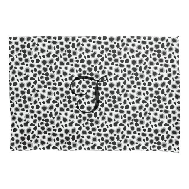 Leopard Print - Black and White Pillow Case (Front)