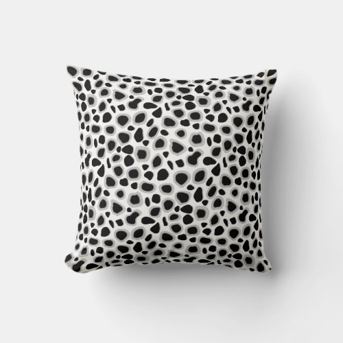 Leopard Print _ Black and White Throw Pillow