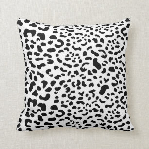 Leopard print - Black and White Throw Pillow