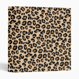 Leopard Print, Black, Brown, Rust and Tan 3 Ring Binder