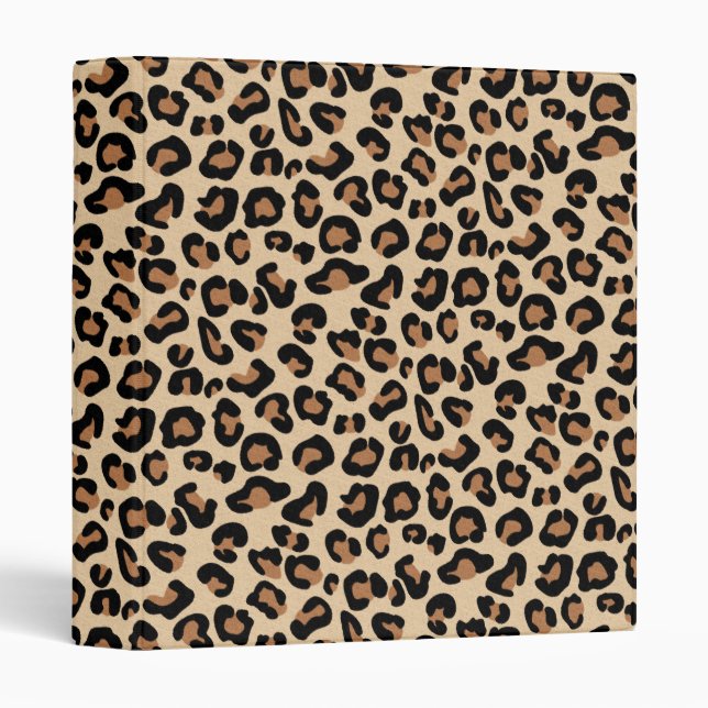 Leopard Print, Black, Brown, Rust and Tan 3 Ring Binder (Front/Spine)
