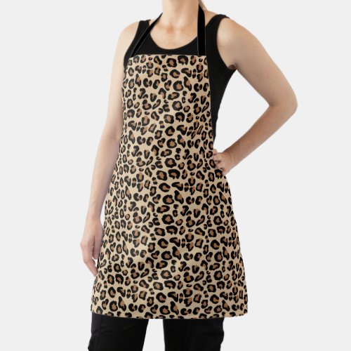 Leopard Print Black Brown Rust and Tan Apron