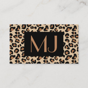 Leopard Print, Black, Brown, Rust and Tan Business Business Card