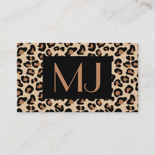 Leopard Print Black Brown Rust and Tan Business Business Card