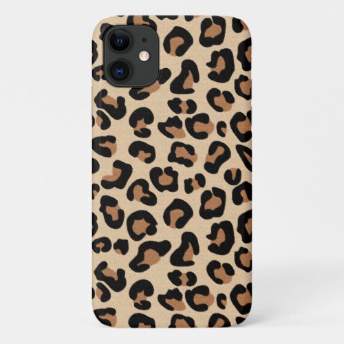 Leopard Print Black Brown Rust and Tan iPhone 11 Case