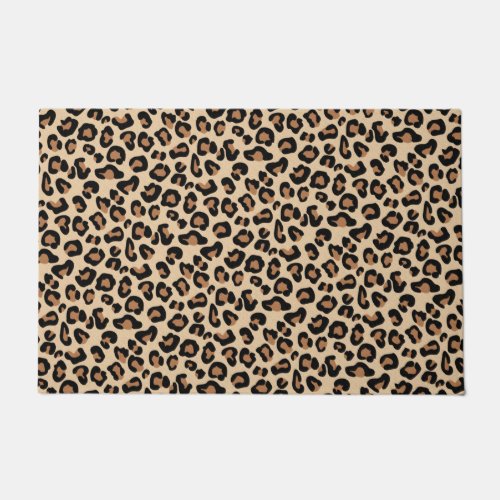 Leopard Print Black Brown Rust and Tan Doormat