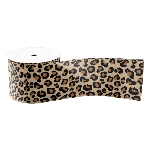 Leopard Print Black Brown Rust and Tan Grosgrain Ribbon