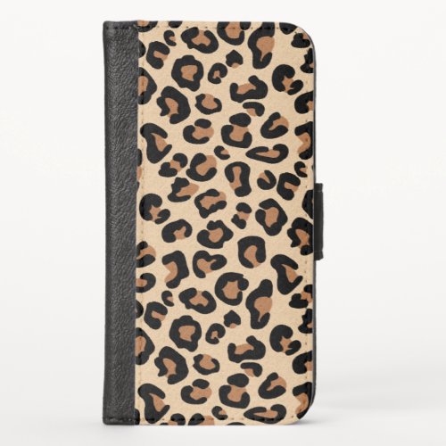 Leopard Print Black Brown Rust and Tan iPhone X Wallet Case