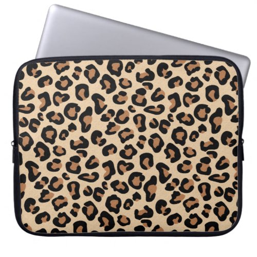 Leopard Print Black Brown Rust and Tan Laptop Sleeve