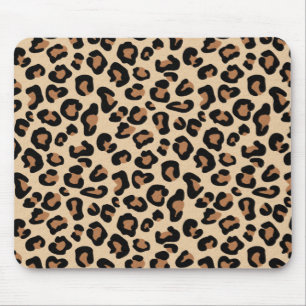 Leopard Print, Black, Brown, Rust and Tan Mouse Pad