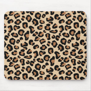 Leopard Print, Black, Brown, Rust and Tan Mouse Pad
