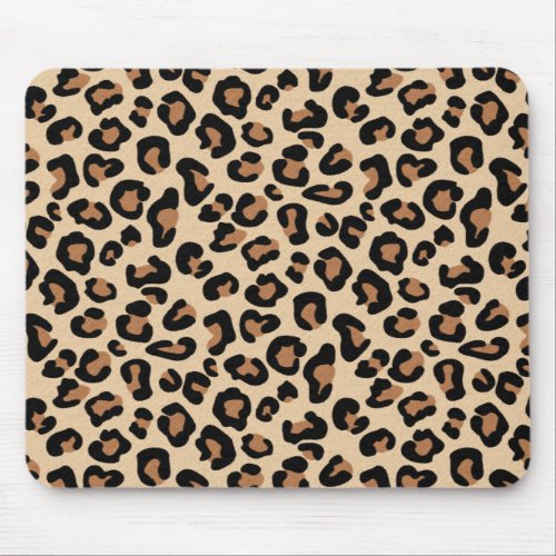 Leopard Print Black Brown Rust and Tan Mouse Pad