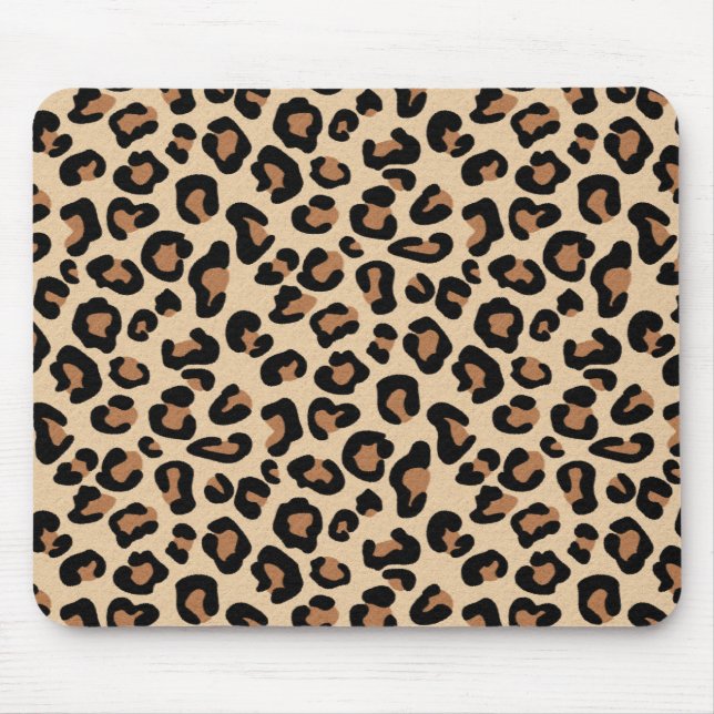Leopard Print, Black, Brown, Rust and Tan Mouse Pad (Front)