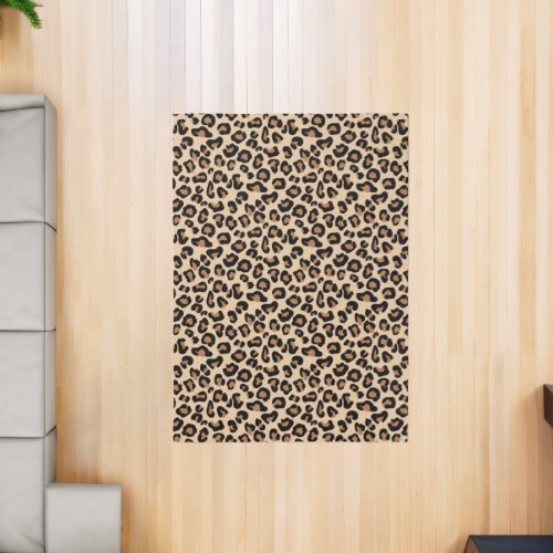 Leopard Print Black Brown Rust and Tan Rug