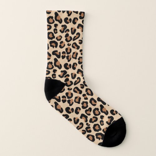 Leopard Print Black Brown Rust and Tan Socks