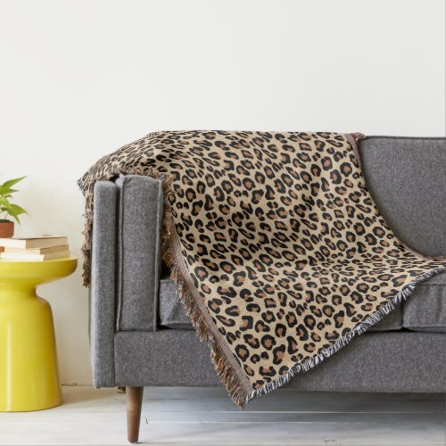 Leopard Print Black Brown Rust and Tan Throw Blanket