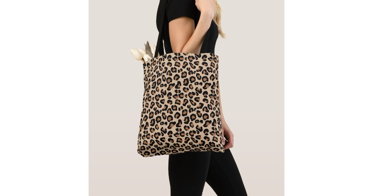 Leopard Print, Black, Brown, Rust and Tan Tote Bag | Zazzle
