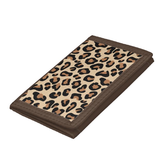 Leopard Print, Black, Brown, Rust and Tan Trifold Wallet (Bottom)