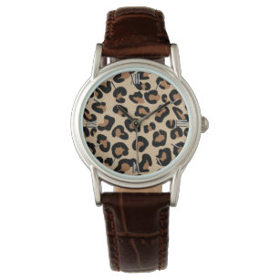 Leopard Print, Black, Brown, Rust and Tan Watch