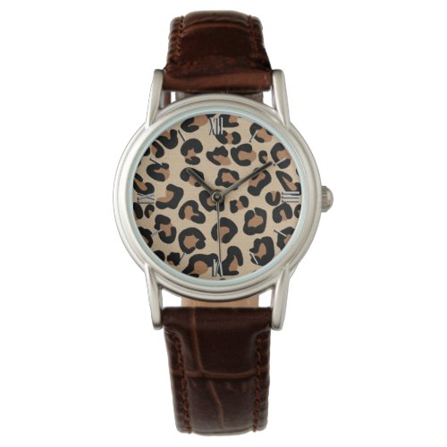 Leopard Print Black Brown Rust and Tan Watch