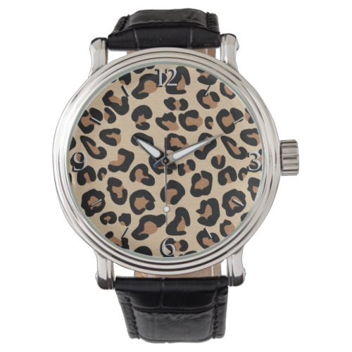 Leopard Print Black Brown Rust  Tan Watch