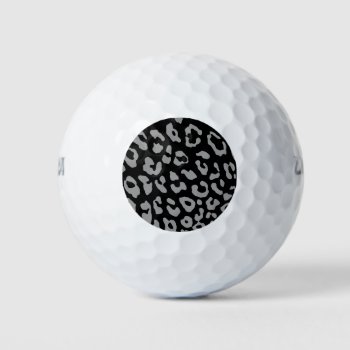 Leopard Print Black Gray Golf Balls by BlakCircleGirl at Zazzle