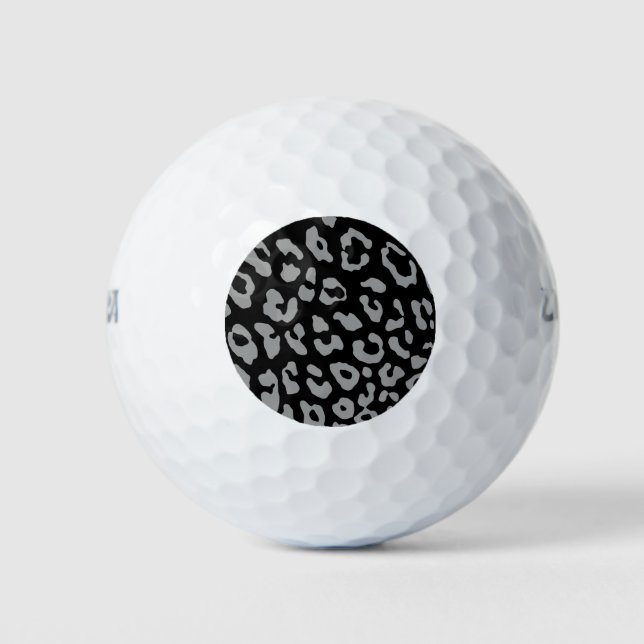 Leopard Print Black Gray Golf Balls (Front)