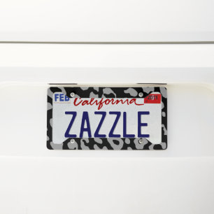 Leopard Print Black Gray License Plate Frame