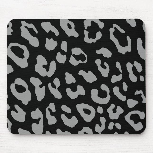 Leopard Print Black Gray Mouse Pad (Front)