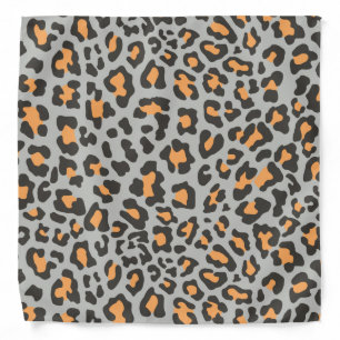 Leopard Print Black, Gray, Orange Bandana