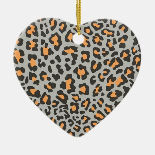 Leopard Print Black Gray Orange Ceramic Ornament