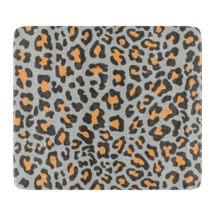 Leopard Print Black, Gray, Orange Cutting Board